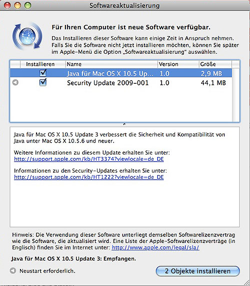 Security und Java Update OS X Tiger