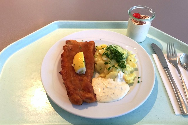 Gebackenes Seelachsfilet mit Remoulade & Kartoffel-Gurkensalat [16.10.2015]