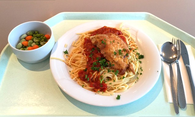 Seelachsfilet „Picatta Milanese“ mit Tomatensugo & Spaghetti [15.01.2016]