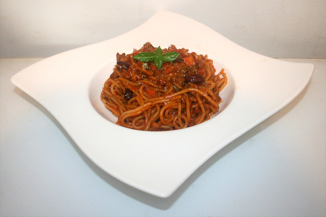 Spaghetti in Hackfleisch-Tomatensauce mit Kidneybohnen [22.10.2022]